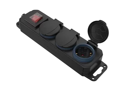 ALLROAD Outdoor Power Strip IP44 German Type 3-Way Socket with Switch