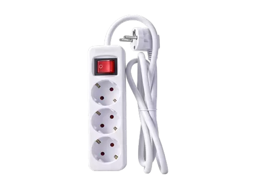 ALLROAD 3-Outlet German Type F Schuko Power Strip, 3680W 16A, On/Off Switch