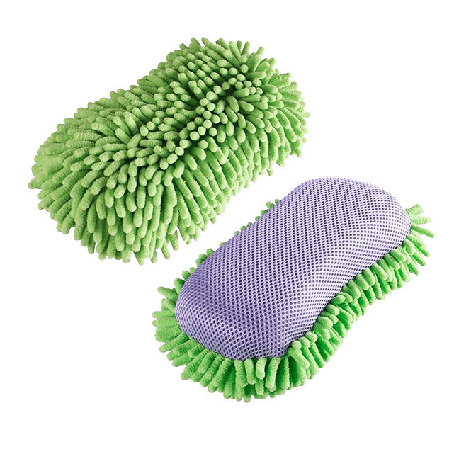 Aweltec 2-in-1 Chenille Car Wash Sponge, Mesh Bug Scrubber,