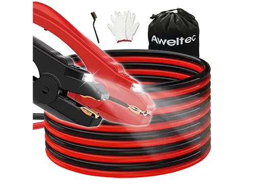 AWELTEC 6 Gauge 16Ft Jumper Cables with LED Light for Car SUV Truck